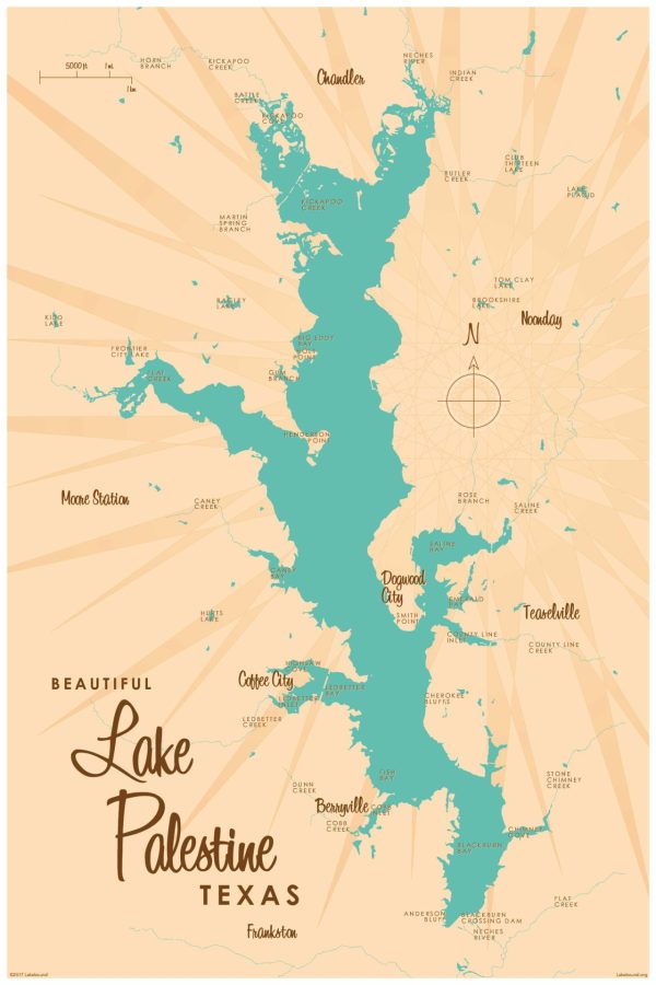 Maps & Flags | Lake Palestine, TX Lake Map Wallpaper Mural Maps & Flags Maps & Flags