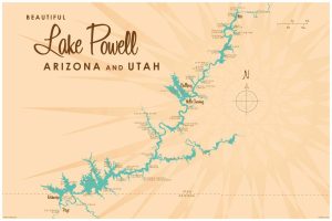 Maps & Flags | Lake Powell Lake Map Wallpaper Mural Maps & Flags Maps & Flags