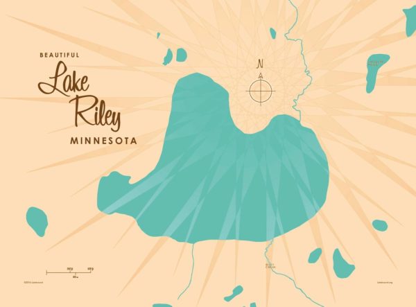 Maps & Flags | Lake Riley, MN Lake Map Wallpaper Mural Maps & Flags Maps & Flags