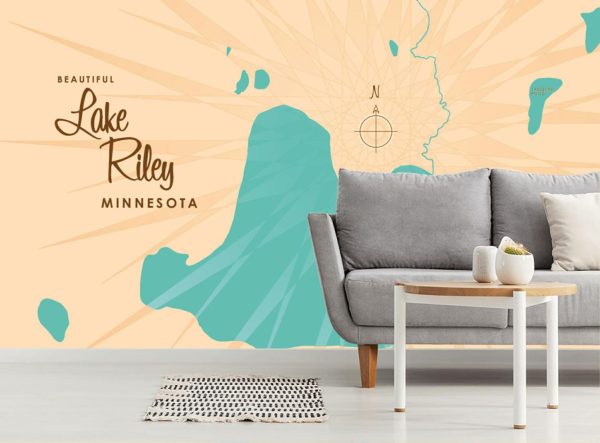 Maps & Flags | Lake Riley, MN Lake Map Wallpaper Mural Maps & Flags Maps & Flags