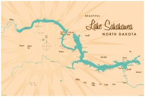 Maps & Flags | Lake Sakakawea, ND Lake Map Mural Wallpaper Maps & Flags Maps & Flags