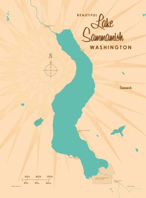 Maps & Flags | Lake Sammamish, WA Lake Map Wall Mural Maps & Flags Maps & Flags