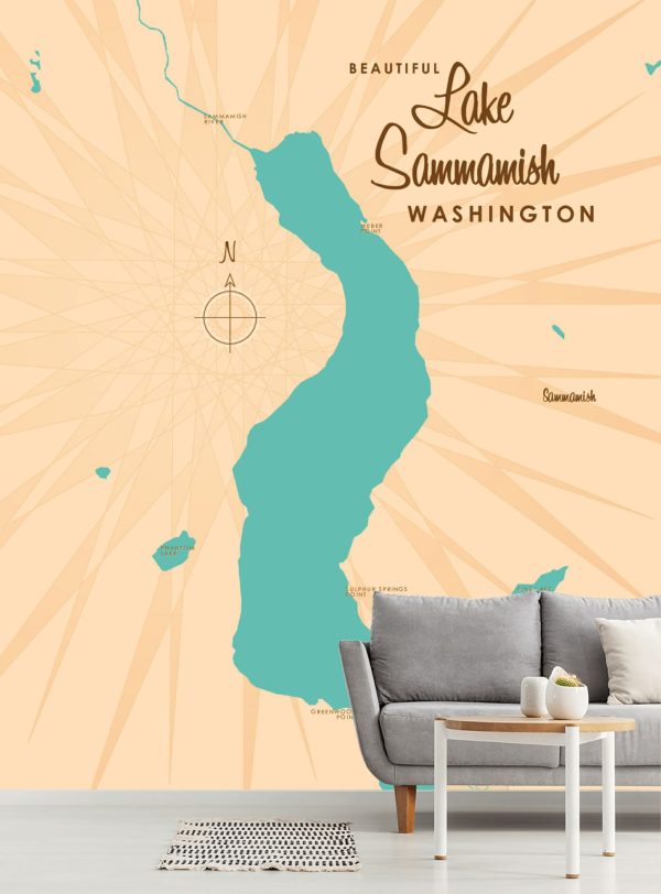 Maps & Flags | Lake Sammamish, WA Lake Map Wall Mural Maps & Flags Maps & Flags