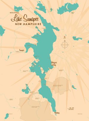 Maps & Flags | Lake Sunapee, NH Lake Map Wallpaper Mural Maps & Flags Maps & Flags