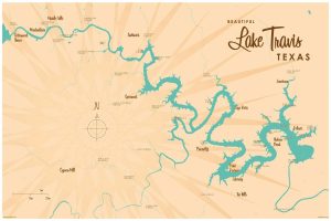 Maps & Flags | Lake Travis, TX Lake Map Wallpaper Mural Maps & Flags Maps & Flags