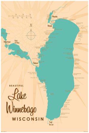 Maps & Flags | Lake Winnebago WI Lake Map Wall Mural Maps & Flags Maps & Flags