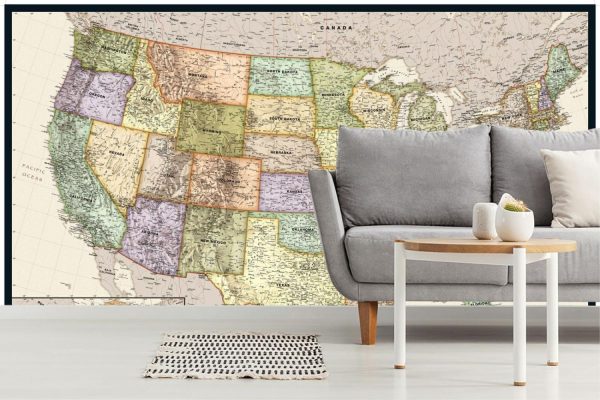 Maps & Flags | Legacy USA Map Wallpaper Mural Maps & Flags Maps & Flags