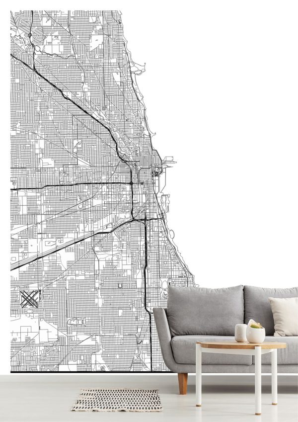 Maps & Flags | Map Of Chicago Illinois Wallpaper Mural City & Skyline City & Skyline