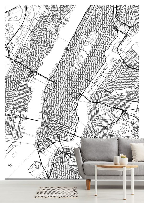 Maps & Flags | Map Of New York, New York Wallpaper Mural City & Skyline City & Skyline