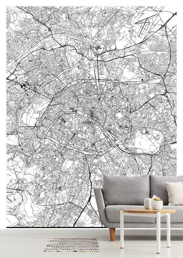 Maps & Flags | Map Of Paris France Wallpaper Mural City & Skyline City & Skyline