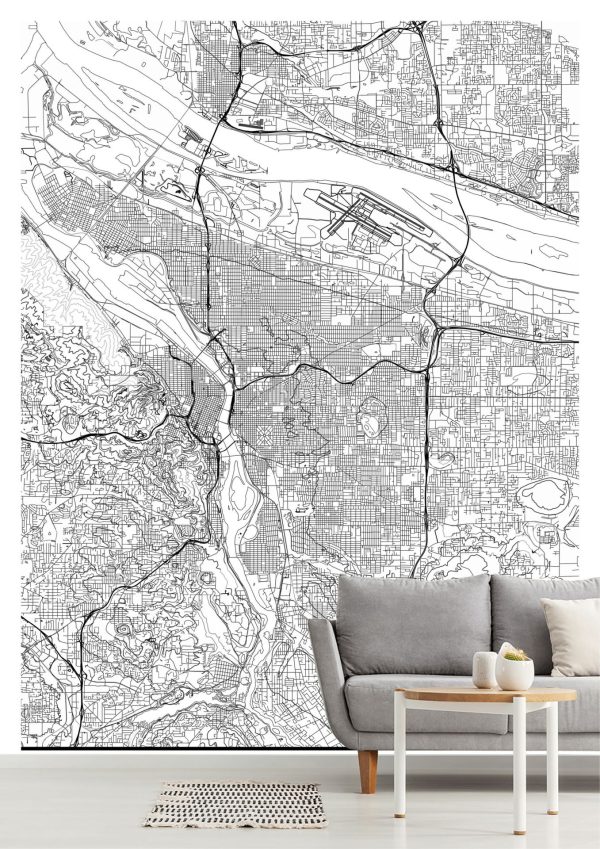 Maps & Flags | Map Of Portland Oregon Wallpaper Mural Maps & Flags Maps & Flags