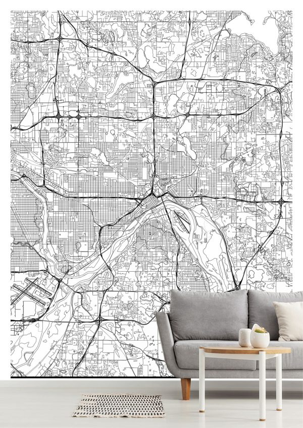 Maps & Flags | Map Of St Paul, Minnesota Wallpaper Mural Maps & Flags Maps & Flags