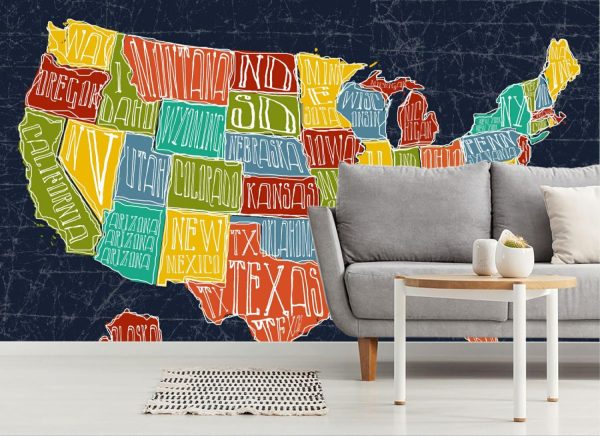 Maps & Flags | Map USA Wall Mural Maps & Flags Maps & Flags