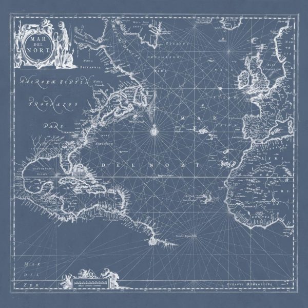 Maps & Flags | Mar del Nort Blueprint Wallpaper Mural Maps & Flags Maps & Flags