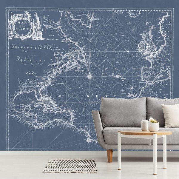 Maps & Flags | Mar del Nort Blueprint Wallpaper Mural Maps & Flags Maps & Flags