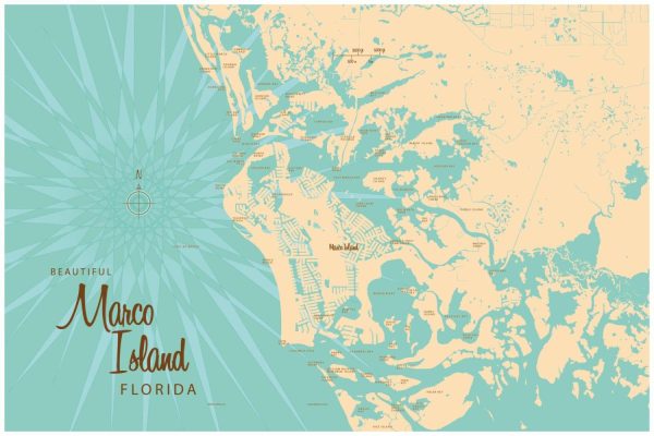 Maps & Flags | Marco Island, FL Map Wallpaper Mural Maps & Flags Maps & Flags