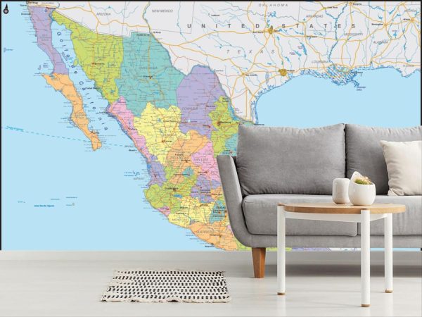 Maps & Flags | Mexico 2 Map Mural Wallpaper Maps & Flags Maps & Flags