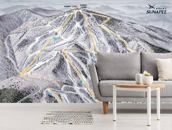 Maps & Flags | Mount Sunapee Ski Trail Map Wall Mural Maps & Flags Maps & Flags