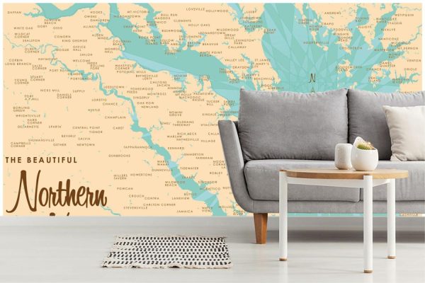 Maps & Flags | Northern Neck Lake Map Wall Mural Maps & Flags Maps & Flags