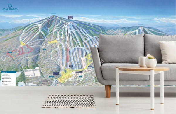 Maps & Flags | Okemo Ski Trail Map With Legend Wallpaper Mural Maps & Flags Maps & Flags