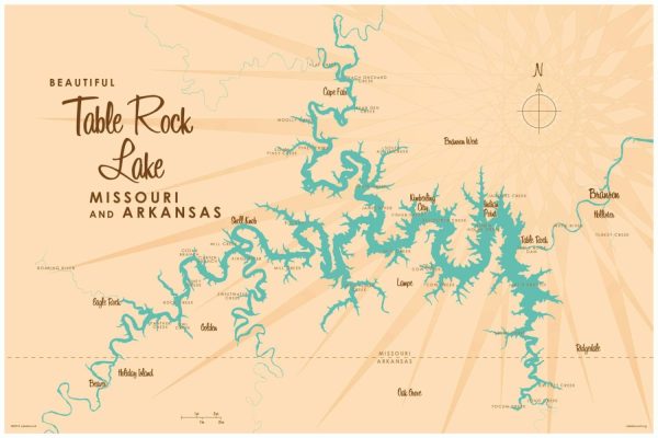 Maps & Flags | Table Rock Lake, MO Map Wallpaper Mural Maps & Flags Maps & Flags