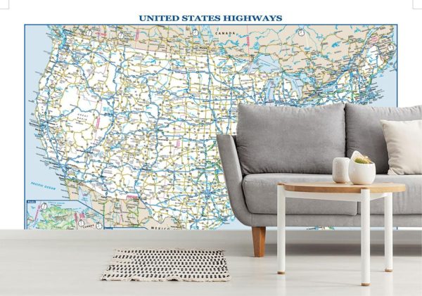 Maps & Flags | USA Highways Map Wall Mural Maps & Flags Maps & Flags