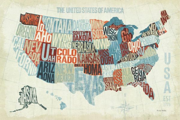 Maps & Flags | USA Modern Blue Wallpaper Mural Maps & Flags Maps & Flags