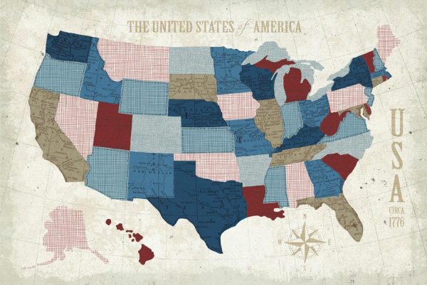 Maps & Flags | USA Modern Vintage Map Wall Mural Maps & Flags Maps & Flags