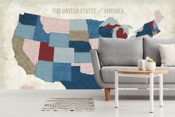 Maps & Flags | USA Modern Vintage Map Wall Mural Maps & Flags Maps & Flags