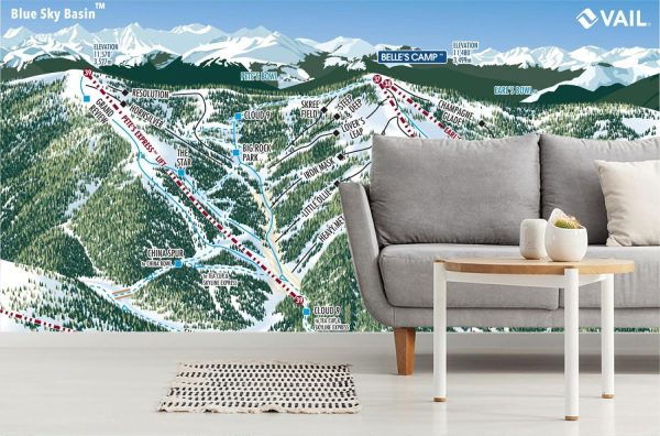 Maps & Flags | Vail Blue Sky Basin Ski Trail Map Mural Maps & Flags Maps & Flags