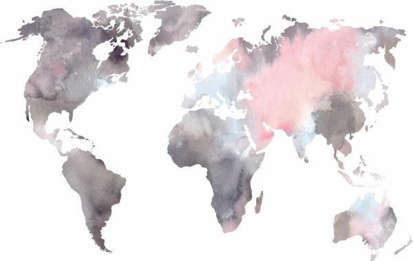 Maps & Flags | Watercolor World Map Mural Wallpaper Wallpaper Murals Maps & Flags