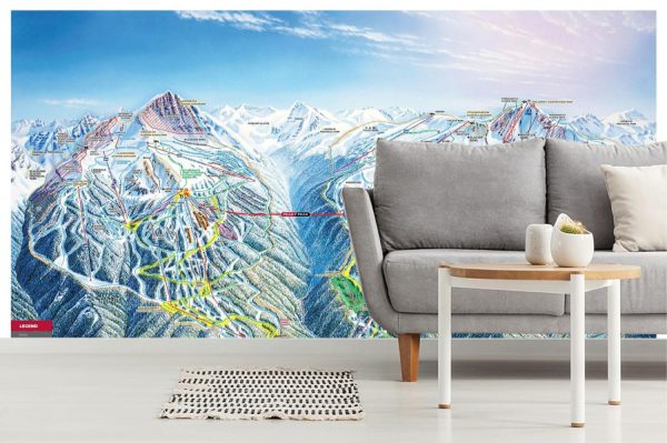 Maps & Flags | Whistler Blackcomb Ski Trail Map With Legend Wall Mural Maps & Flags Maps & Flags