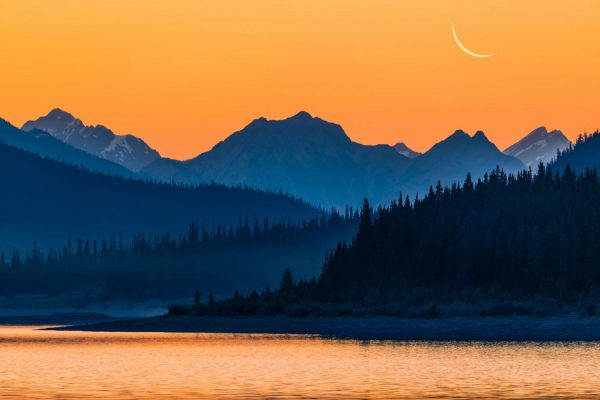 Nature | Spray Lakes Reservoir And Rocky Mountain Peaks At Sunset Wall Mural Nature Nature