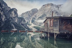 Nature | Wooden Boats On Braies Lake Wall Mural Italian Italian