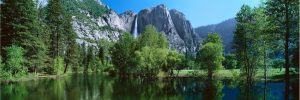 Nature | Yosemite Falls and Merced River Mural Wallpaper Landscapes & Scenic Landscapes & Scenic