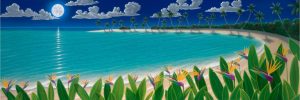 Panoramic | Birds In The Moonlight Wallpaper Mural Beach & Tropical Beach & Tropical