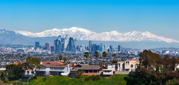 Panoramic | LA Basin Winter Snow – Downtown Wall Mural City & Skyline City & Skyline