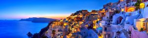 Panoramic | Santorini at Dusk Wall Mural Landscapes & Scenic Landscapes & Scenic