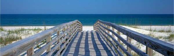 Panoramic | Walkway to Florida Gulf Wall Mural Beach & Tropical Beach & Tropical