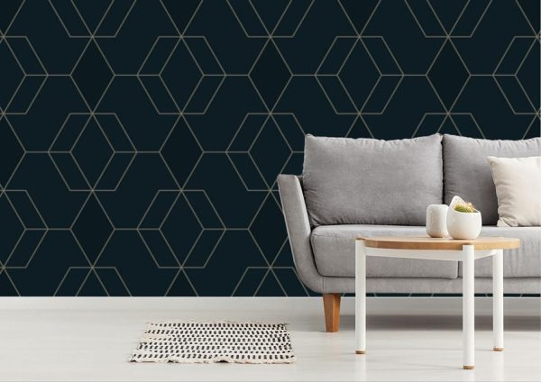 Patterns | Navy and Gold Tessellation Wallpaper – Hexagon Wallpaper Murals Patterns