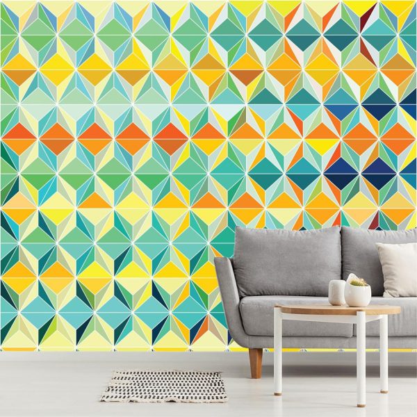 Patterns | Rainbow Refractions Diamond Wallpaper Mural Patterns Patterns