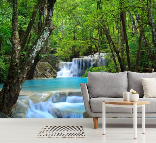 Seasonal | Erawan Waterfall And Stream Mural Wallpaper Nature Nature