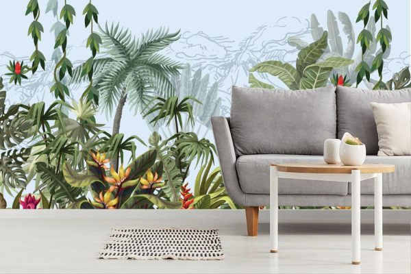 Seasonal | Jungle Trees And Flowers Wall Mural Seasonal Seasonal