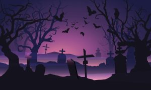 Seasonal | Old Cemetery With A Purple Haze Wall Mural Seasonal Seasonal