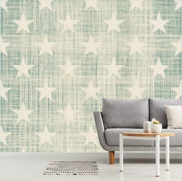 Seasonal | Retro Blue Star Mural Wallpaper Seasonal Seasonal