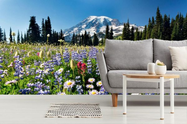 Seasonal | Wildflowers, Mt Rainier Wall Mural Flowers Flowers