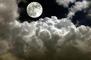 Space | Full Moon Surrounded By Clouds Mural Wallpaper Space Space