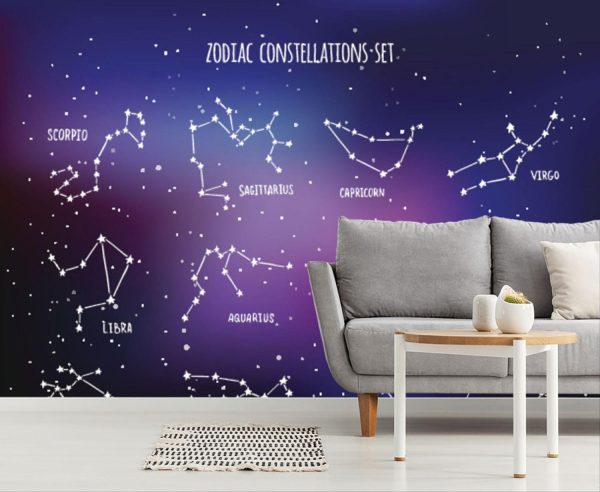 Space | Hand Drawn Zodiac Constellations Wall Mural Space Space