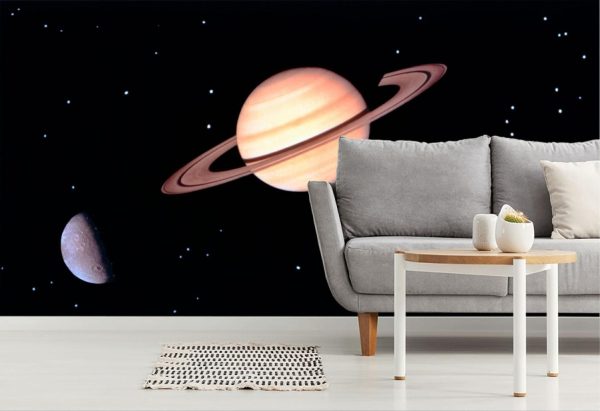 Space | Saturn & 3 Moons Wall Mural Space Space