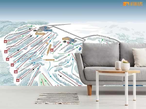 Sports | Afton Alps Ski Trail Map With Legend Wall Mural Maps & Flags Maps & Flags